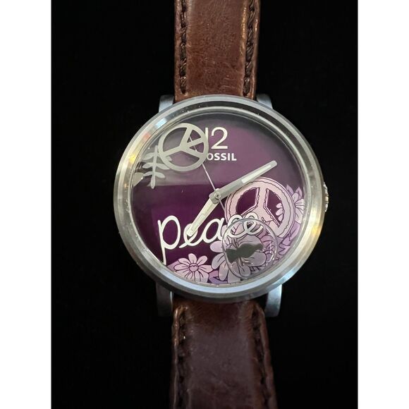 Fossil Peace Watch JR-1031 Purple Face Floating Dial - Picture 6 of 11